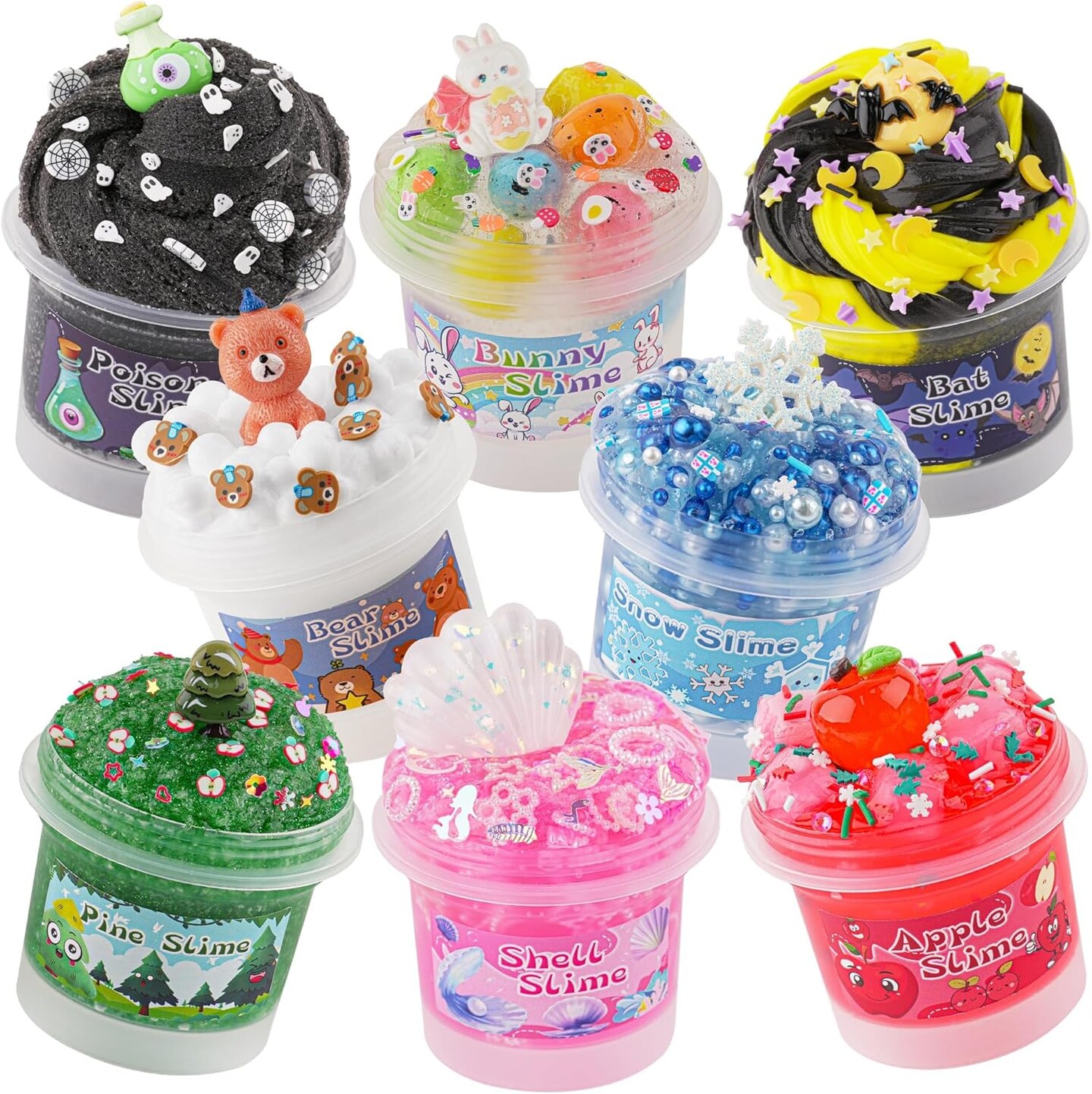 8 Pack Textures Slime Kit (100ml)