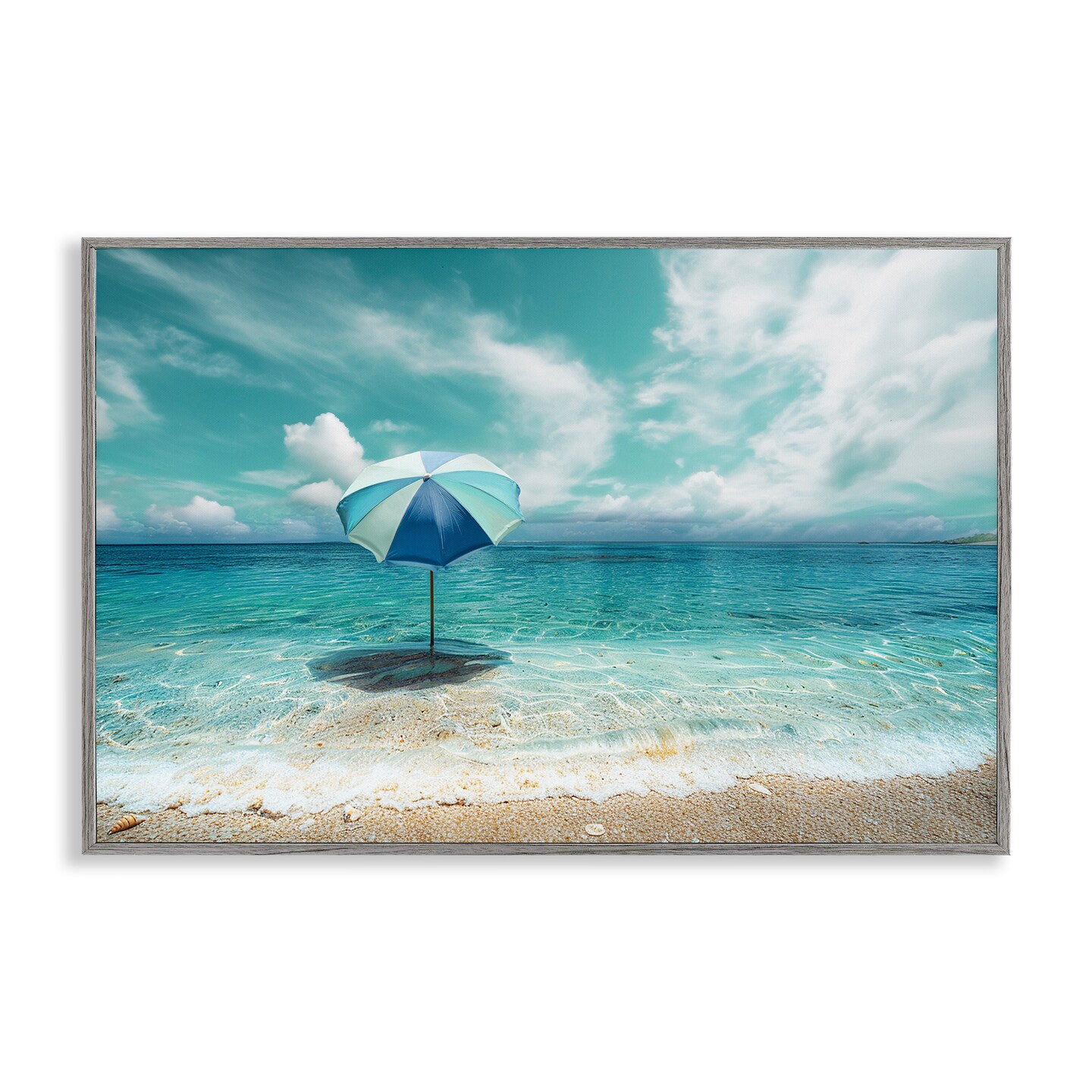 Stupell Industries Beach Umbrella in Shoreline Framed Giclee By CAD ...
