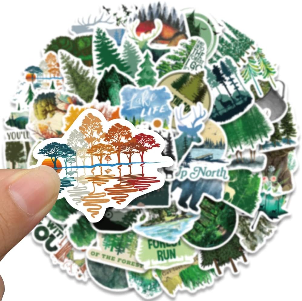 50Pcs Waterproof Vinyl Nature Stickers for Water Bottles