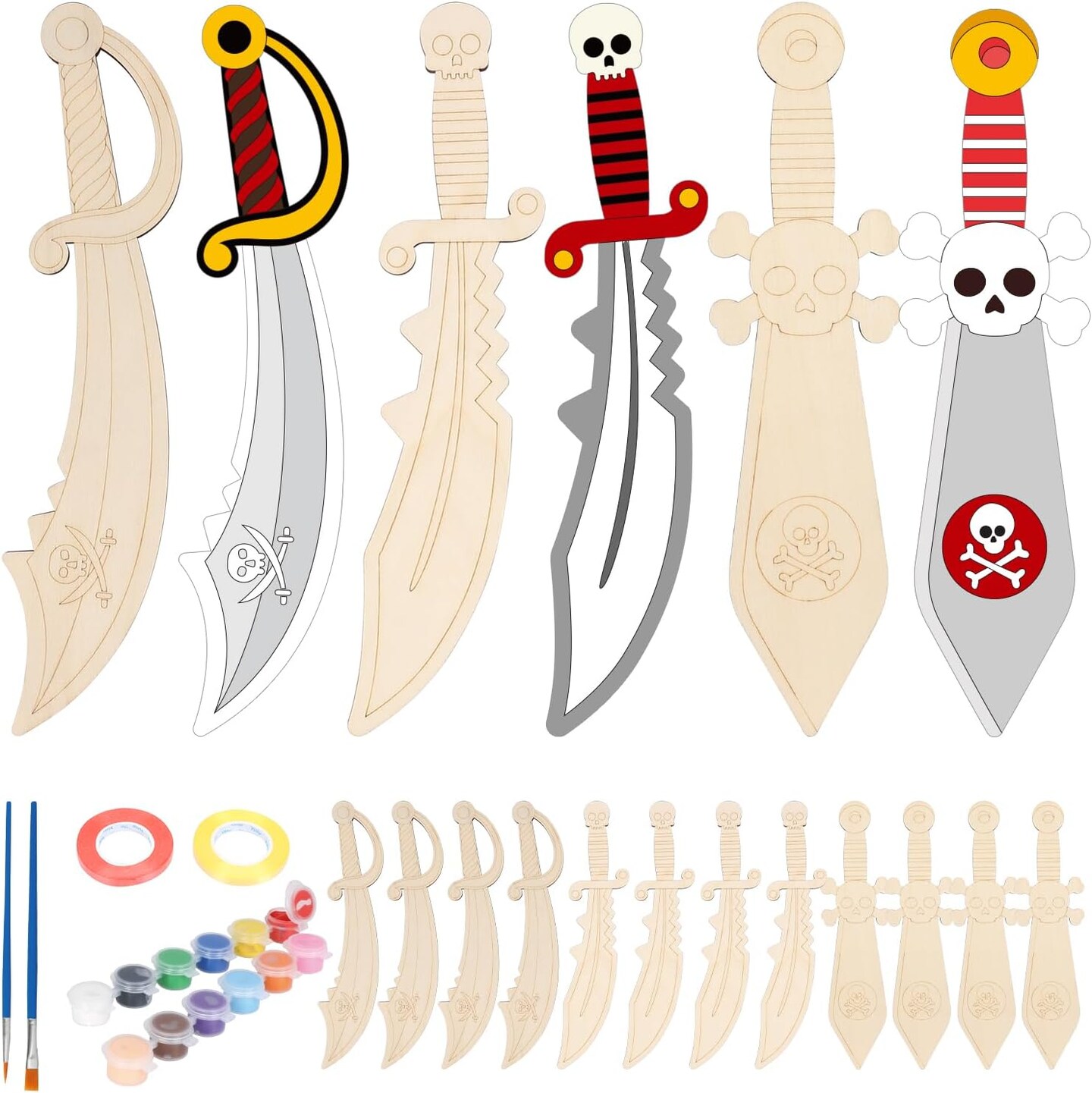 12 Pack Pirates Craft for Kids Make You Own Pirates Wooden Swords