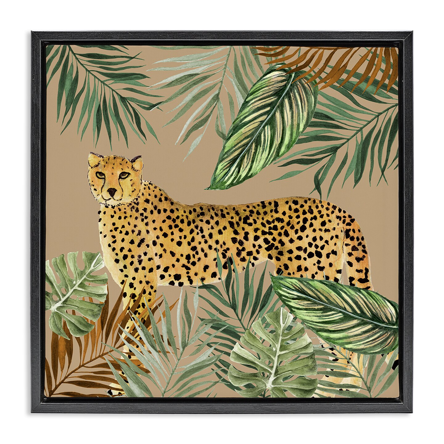 Stupell Industries Palm Leaves Around Leopard Floating Frame By Janet Tava