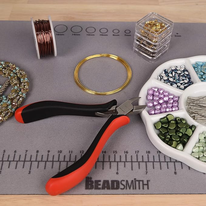 The Beadsmith Platinum Series German Chain Nose Pliers, with Polished Steel Head, red and Black Ergonomic Comfort Grip Handle with Double-Leaf Spring, Tool for Jewelry Making