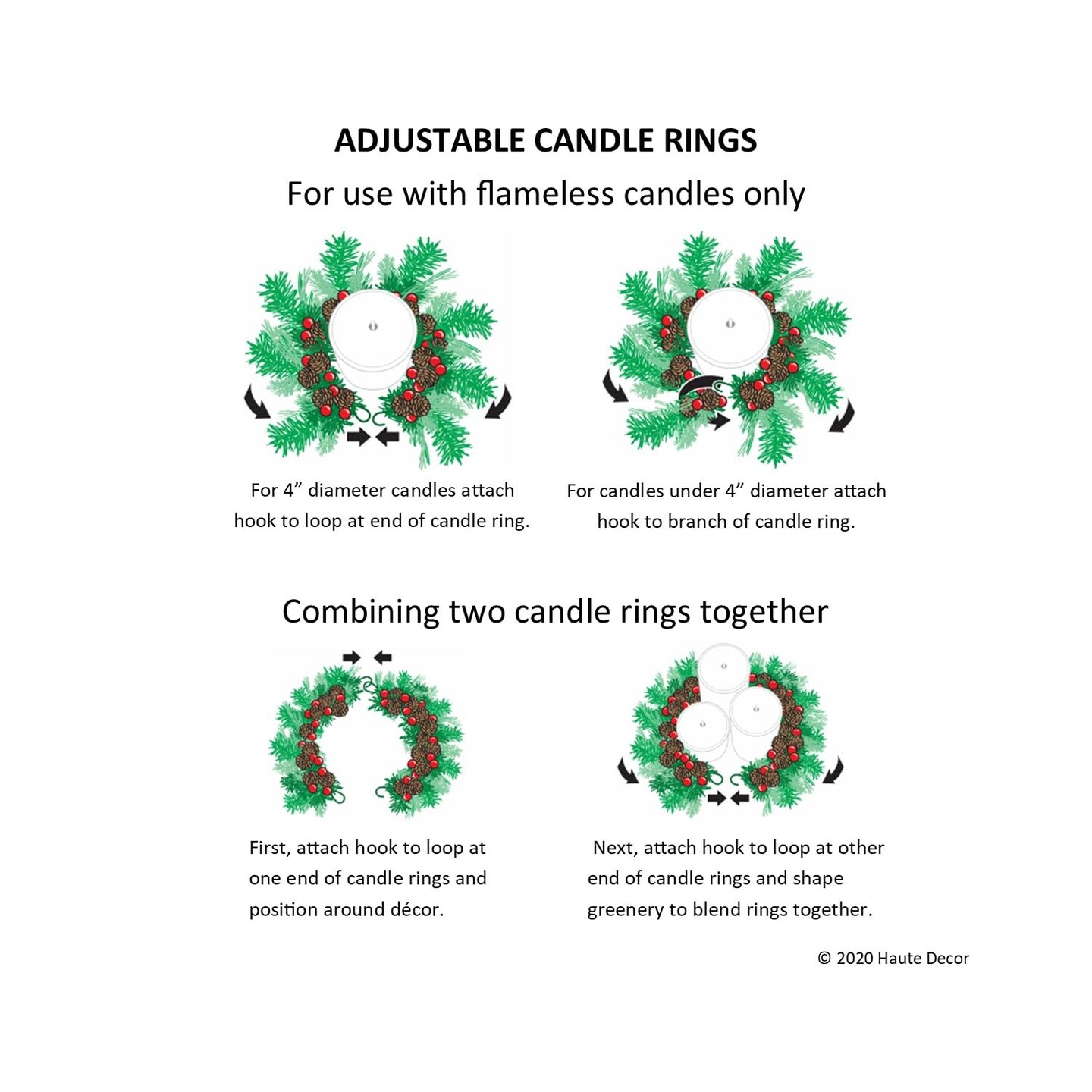 Adjustable Candle Ring or Mini Wreath 2 Pack