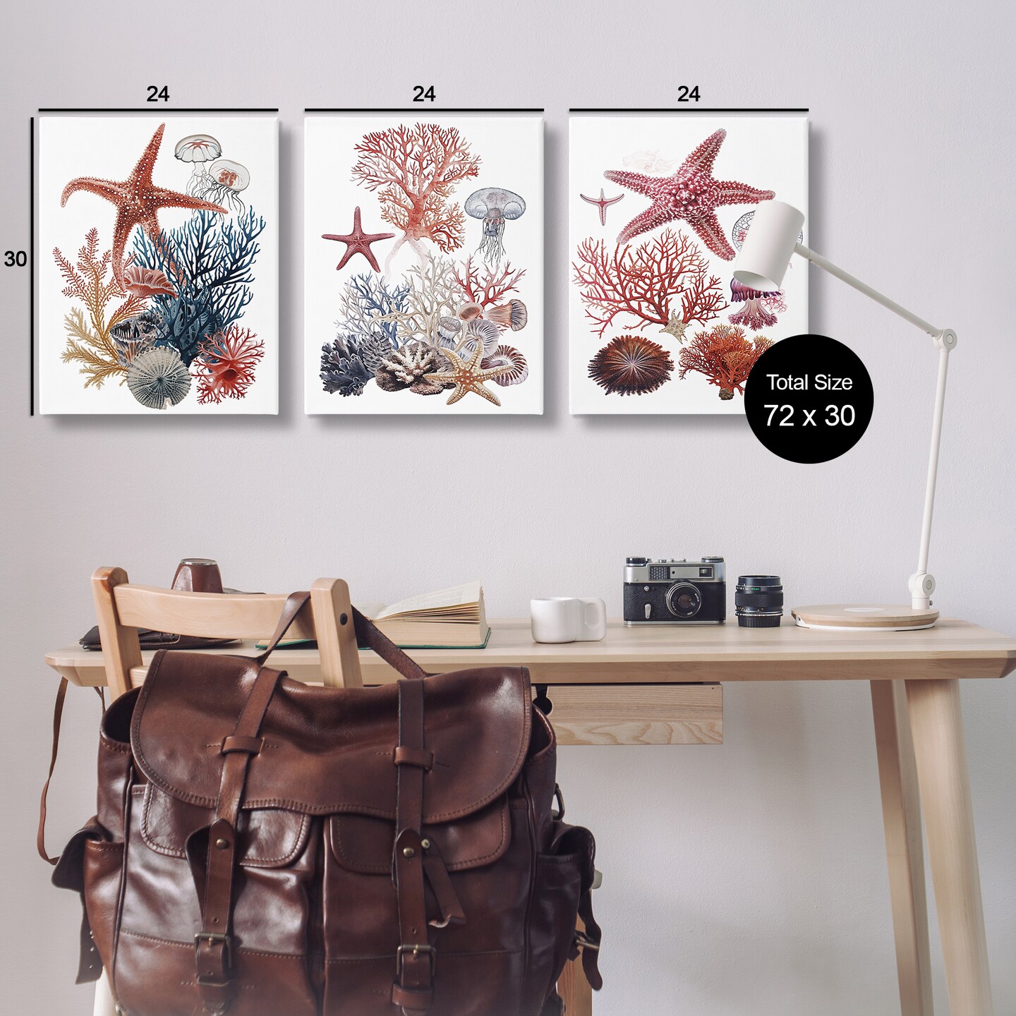 Stupell Industries Undersea Creatures with Coral 3pc Canvas Set By Ramona Murdock