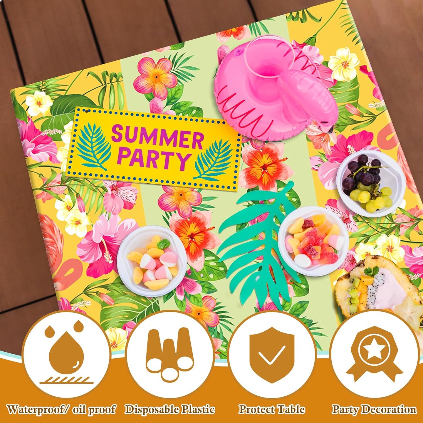 2 Pack Luau Party Decorations - Plastic Tablecloth for Hawaiian Theme Party Decorations