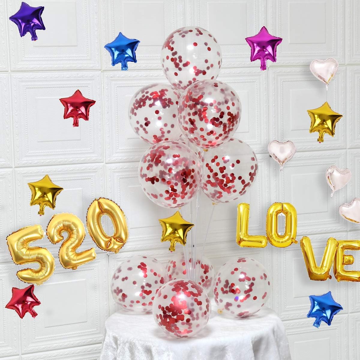 Red Confetti Balloons - 12inch, 50 Pcs Latex Balloons for Birthday