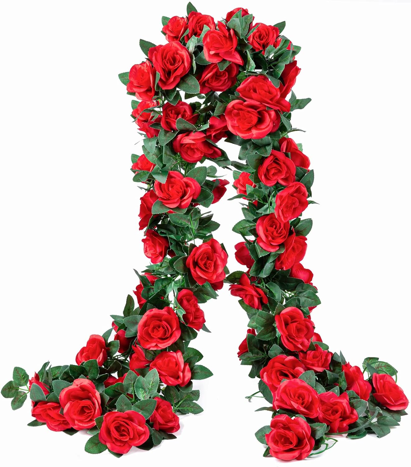 2 Pack (16FT) Artificial Rose Vine Fake Flowers Garland Hanging Silk