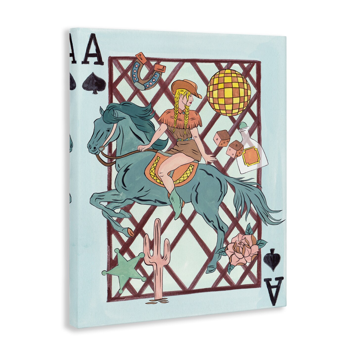 Stupell Industries Disco Cowgirl Ace Card Canvas By Melissa Wang