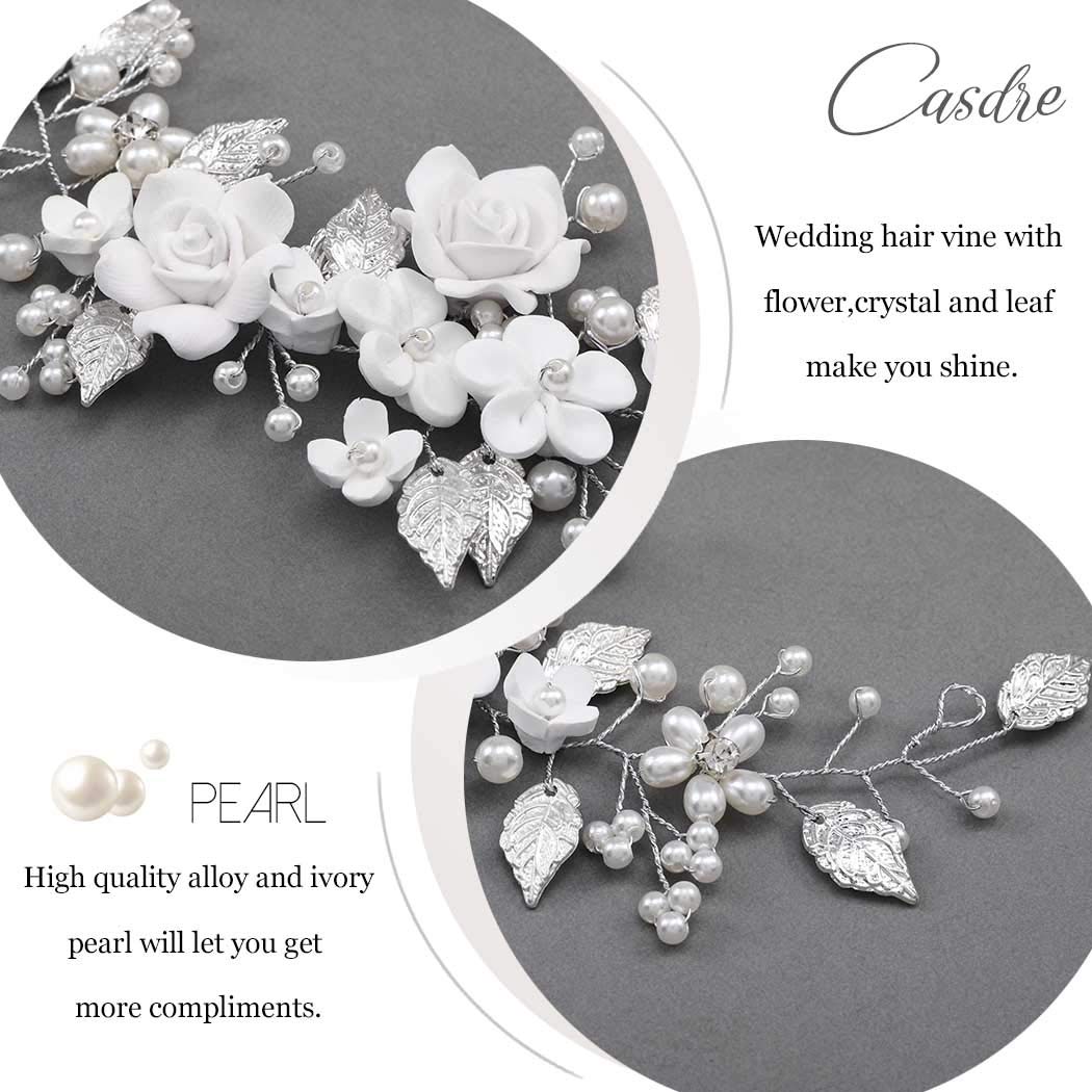 Flower Hair Vine Pearl Headpiece (A Silver)