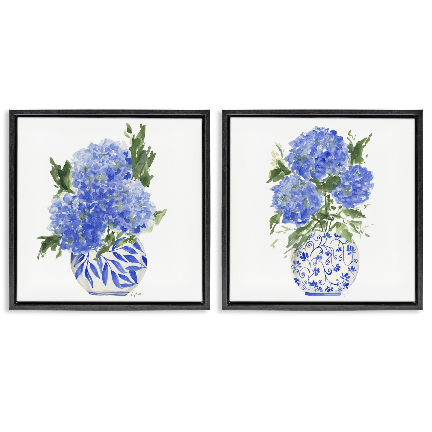 Stupell Industries Hydrangeas in Ornate Vases 2pc Floating Frame Set By Lucille Price