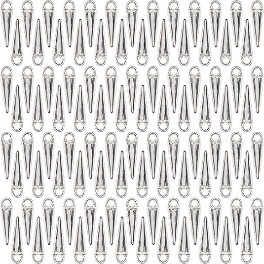 Skull Charms Silver Plated Goth Cone Pendants Bulk for Jewellry Making