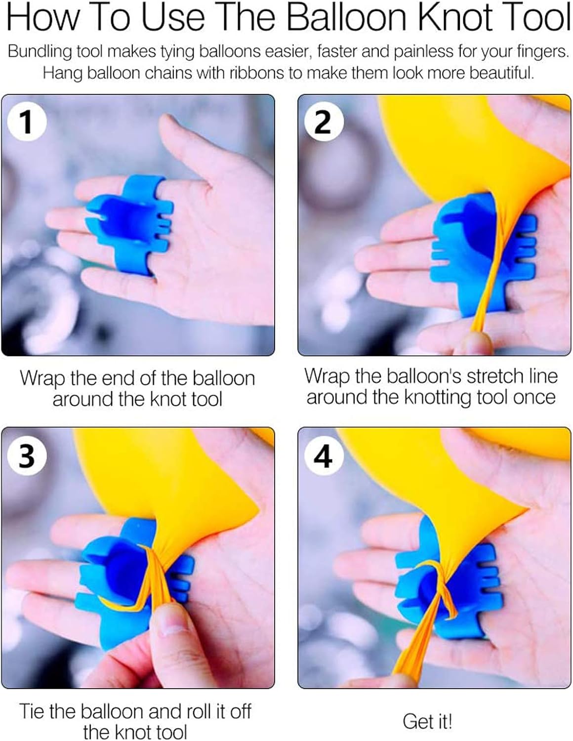 Balloon Garland Arch Kit-Blue, Red, White with Strip Tape, Blue Knotting Device, White Ribbon