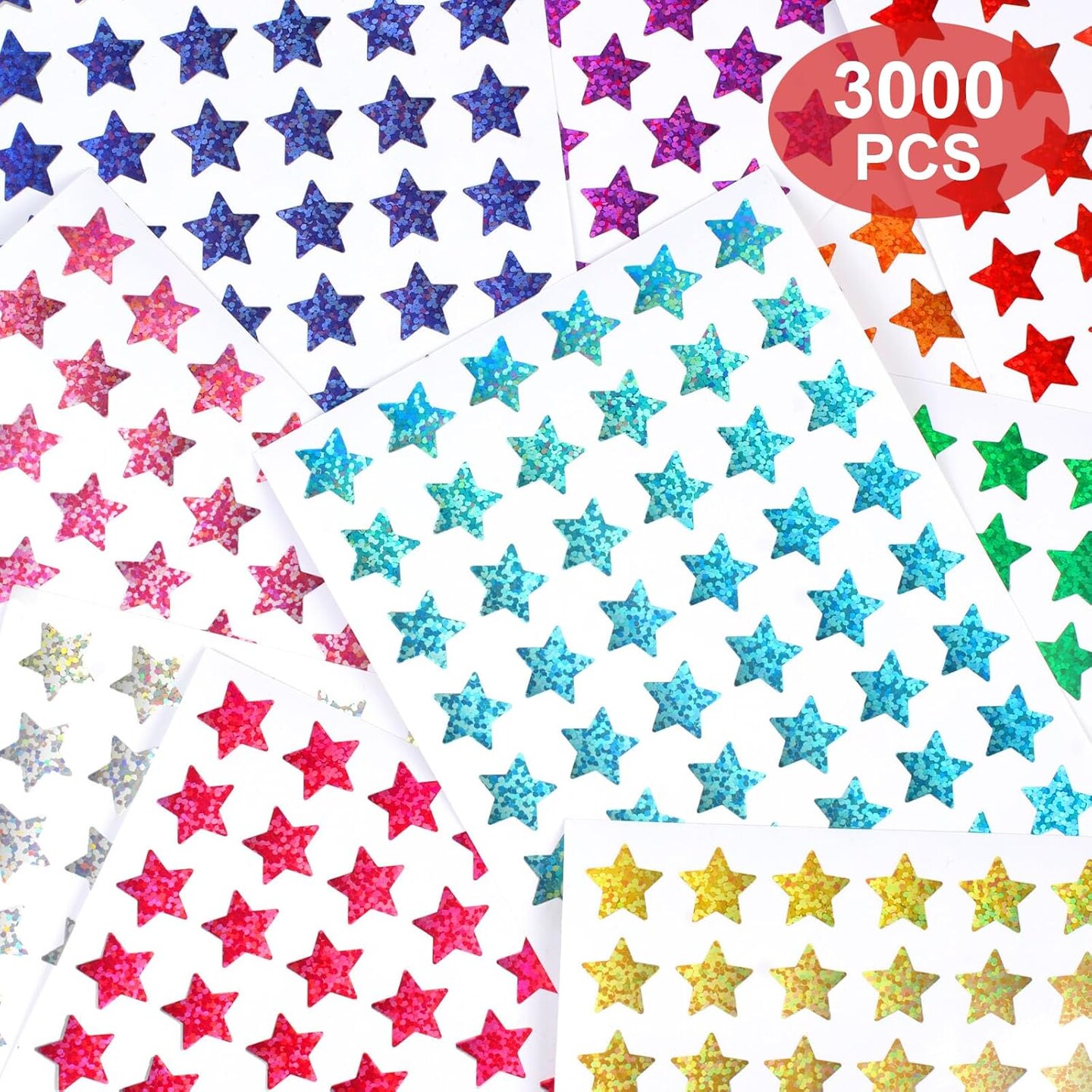 3000 PCS Holographic Star Stickers