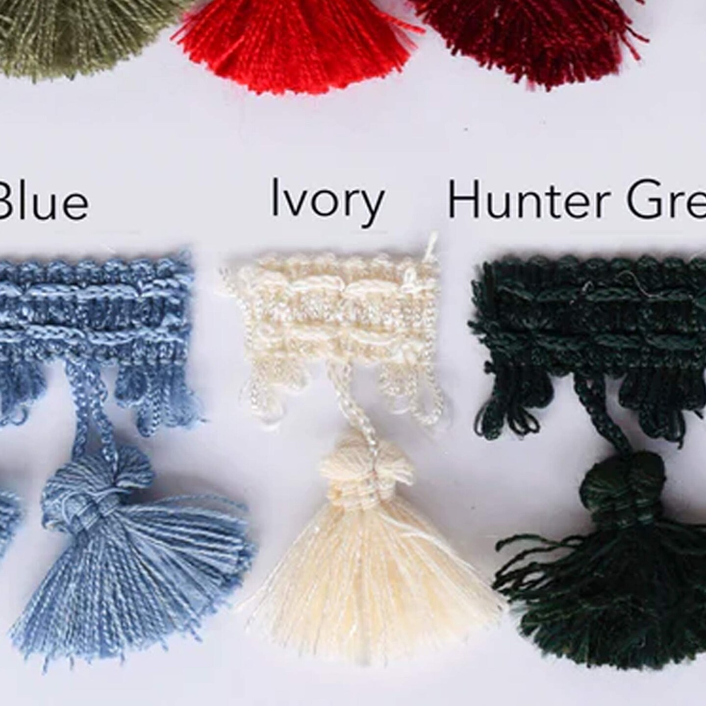 1 Yard Ivory Chunky Tassel Fringe Trim with Braided Gimp 2 Inch Wide for Elegant Home Decor