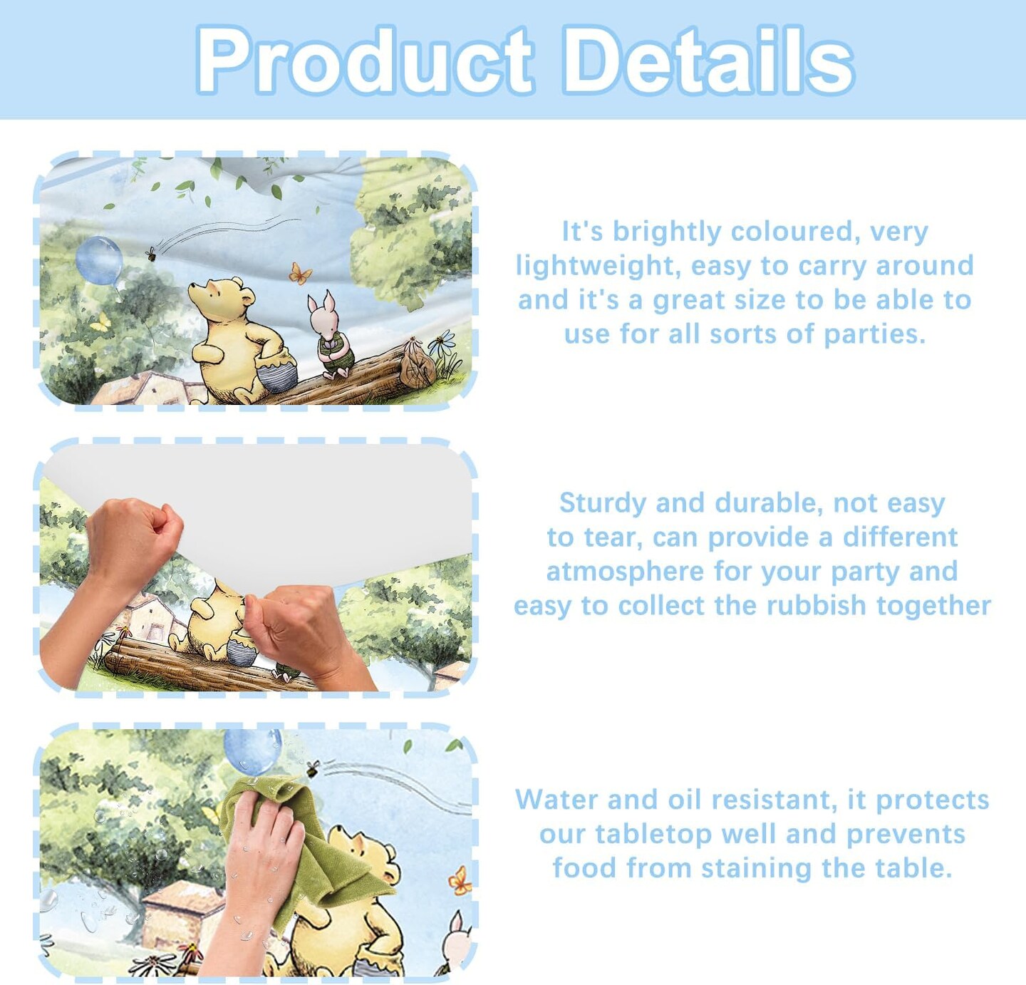 3PCS Winnie Baby Shower Tablecloths