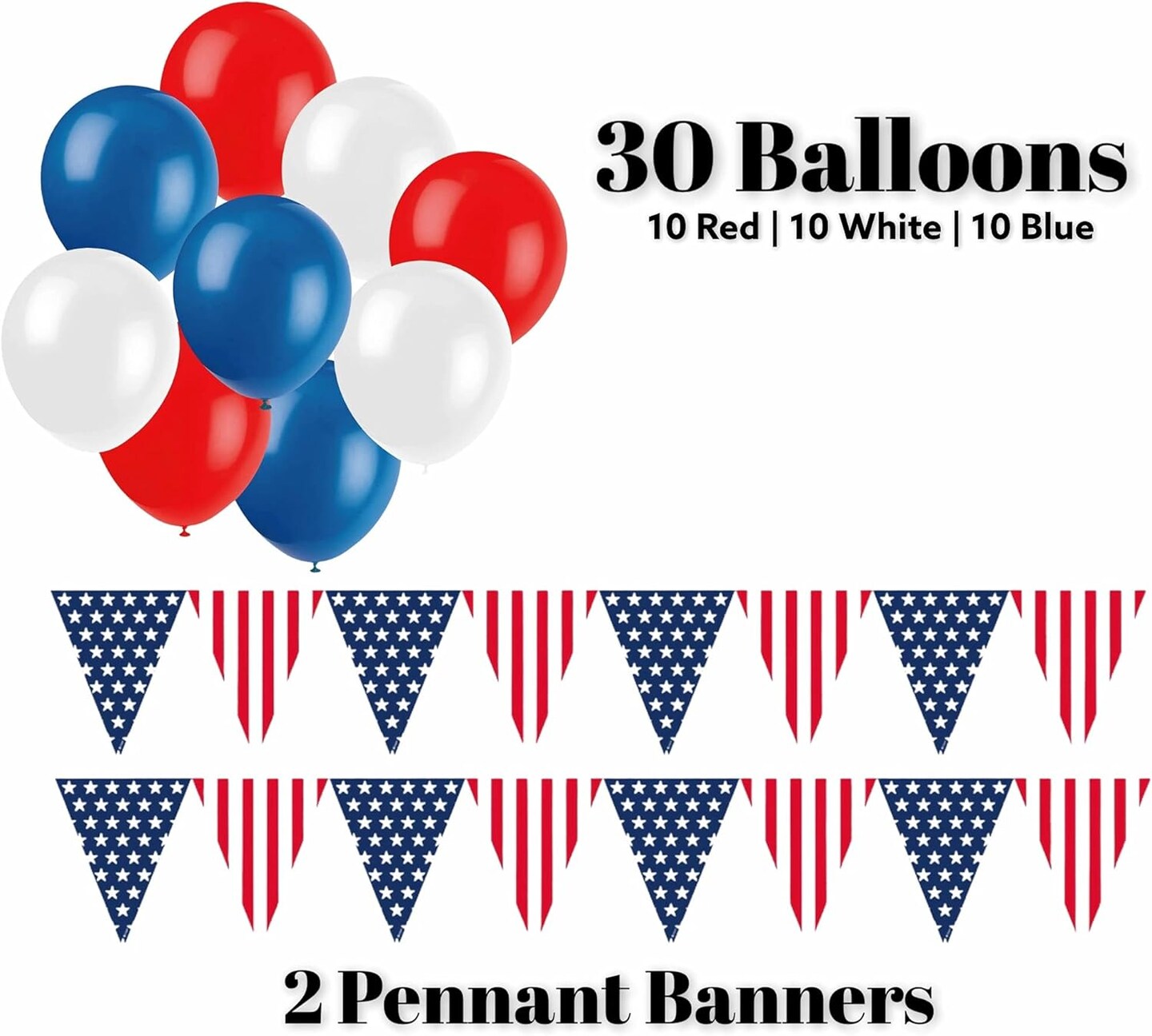 4th of July Party Supplies for 30 – Plates, Cups, Napkins, Table Cover, Banners, Balloons & Flags