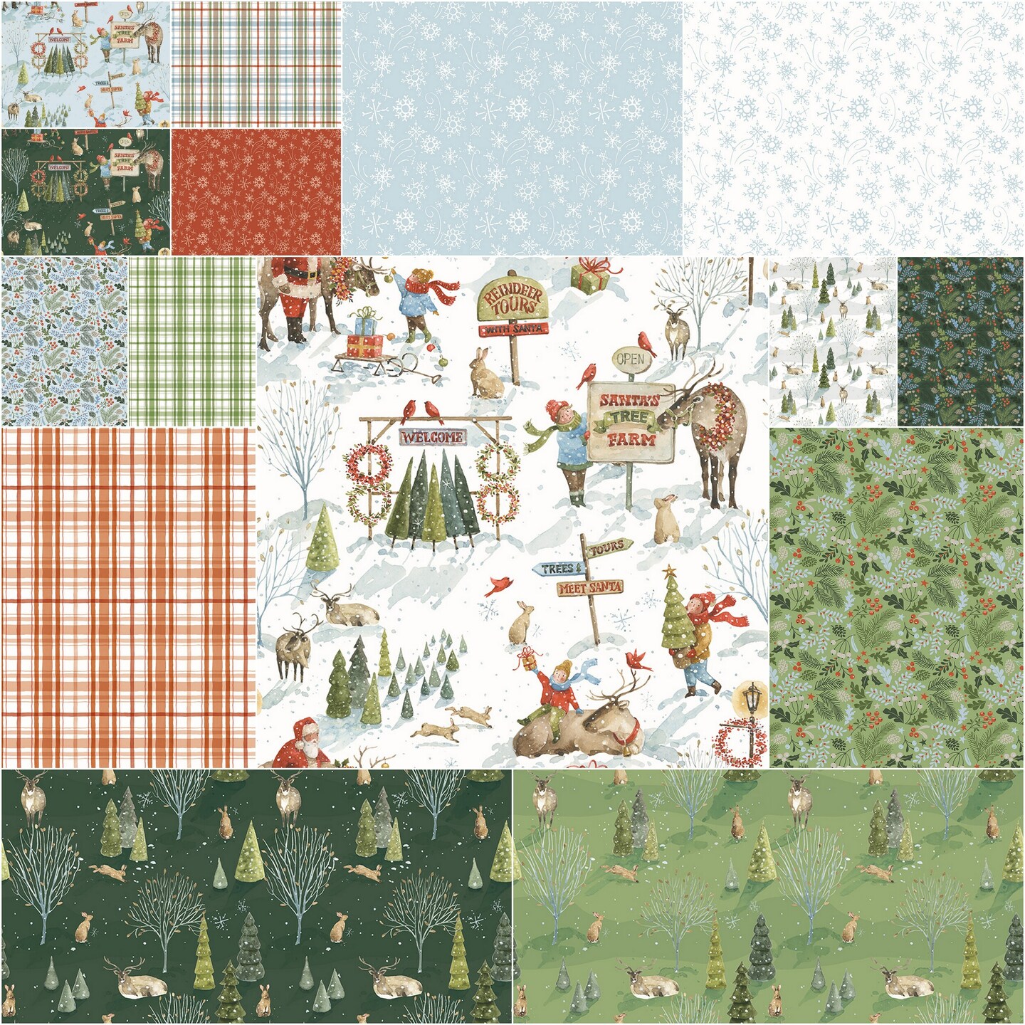 Santa&#x27;s Tree Farm 10&#x22; Square Pack (Layer Cake / 10&#x22; Stacker) by Lisa Audit for Riley Blake (10-16450-42)