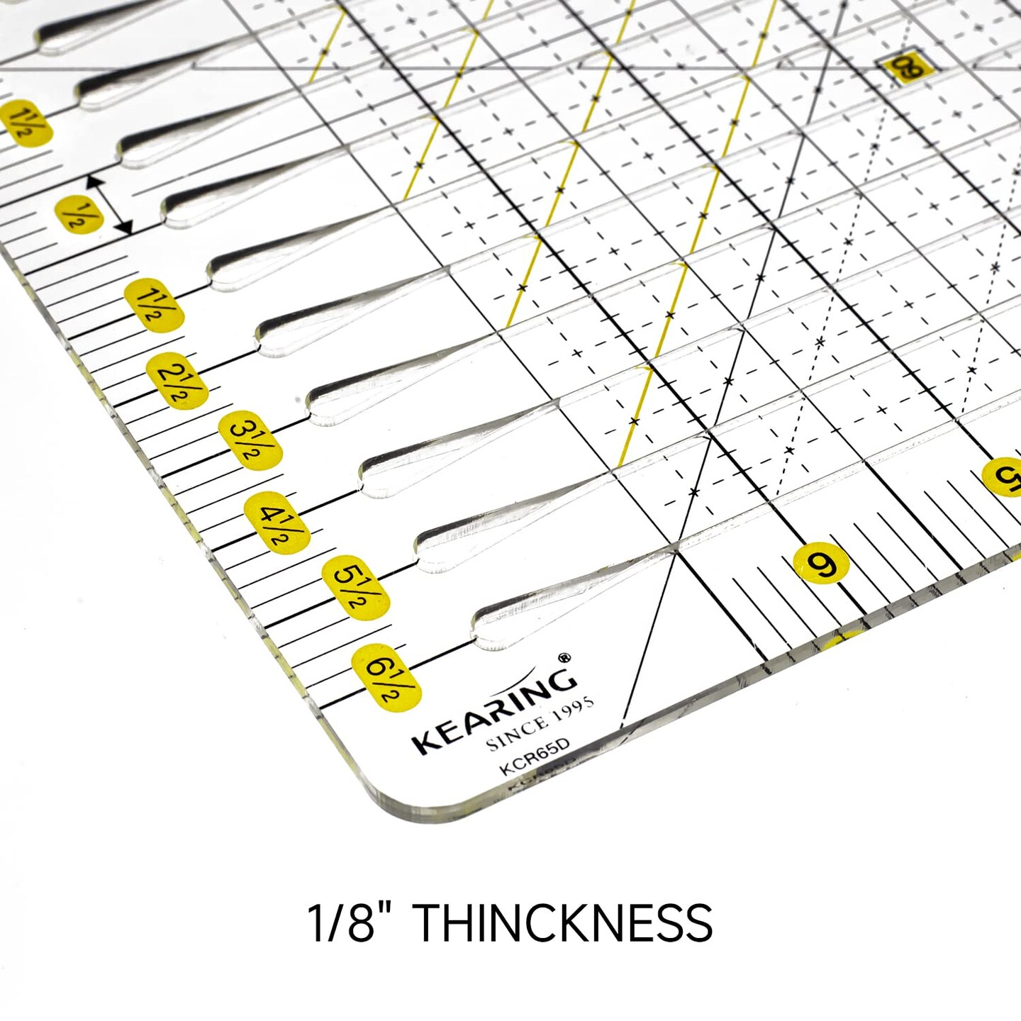 Kearing&#xAE; Large Slotted Quilting Ruler, Non-Slip Stripology Acrylic Ruler for Fabric Cutting