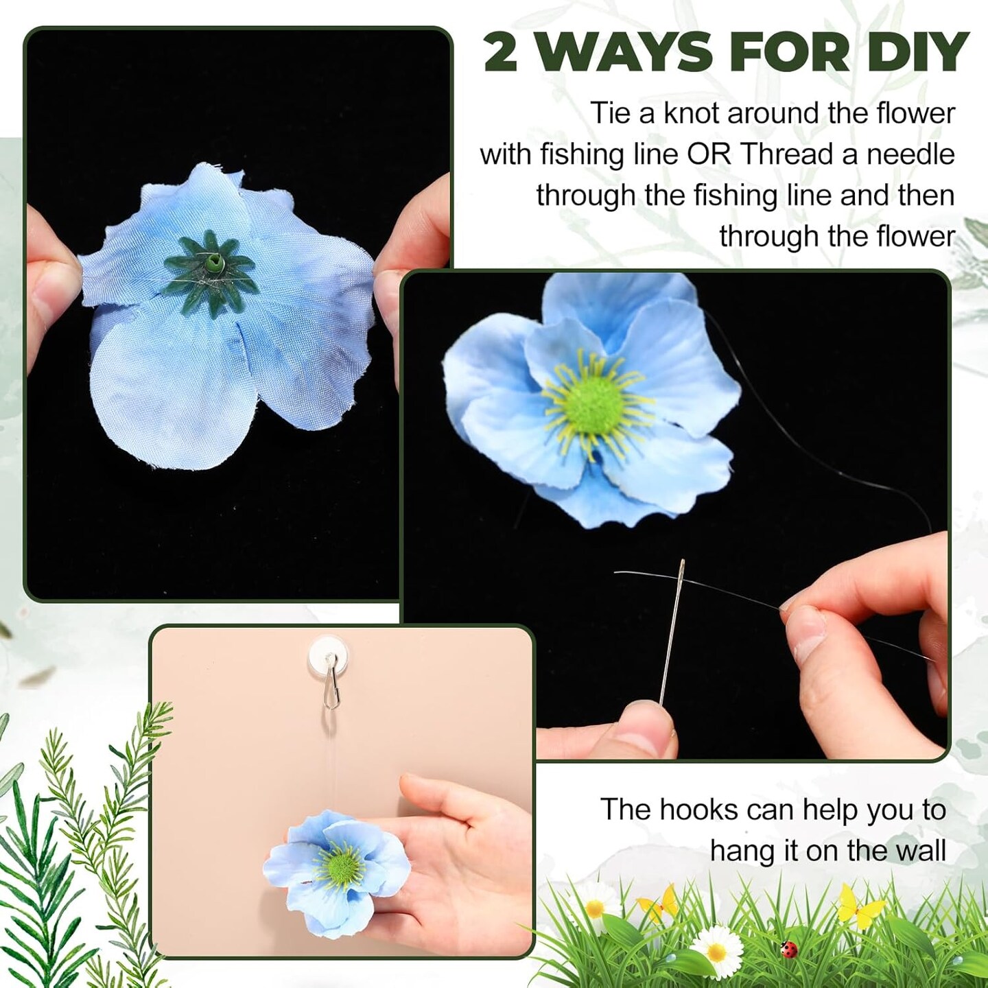 124 Pcs DIY 3D Wildflower Leaf Hanging Spring Decor Woodland Colorful Floral Wild Flower