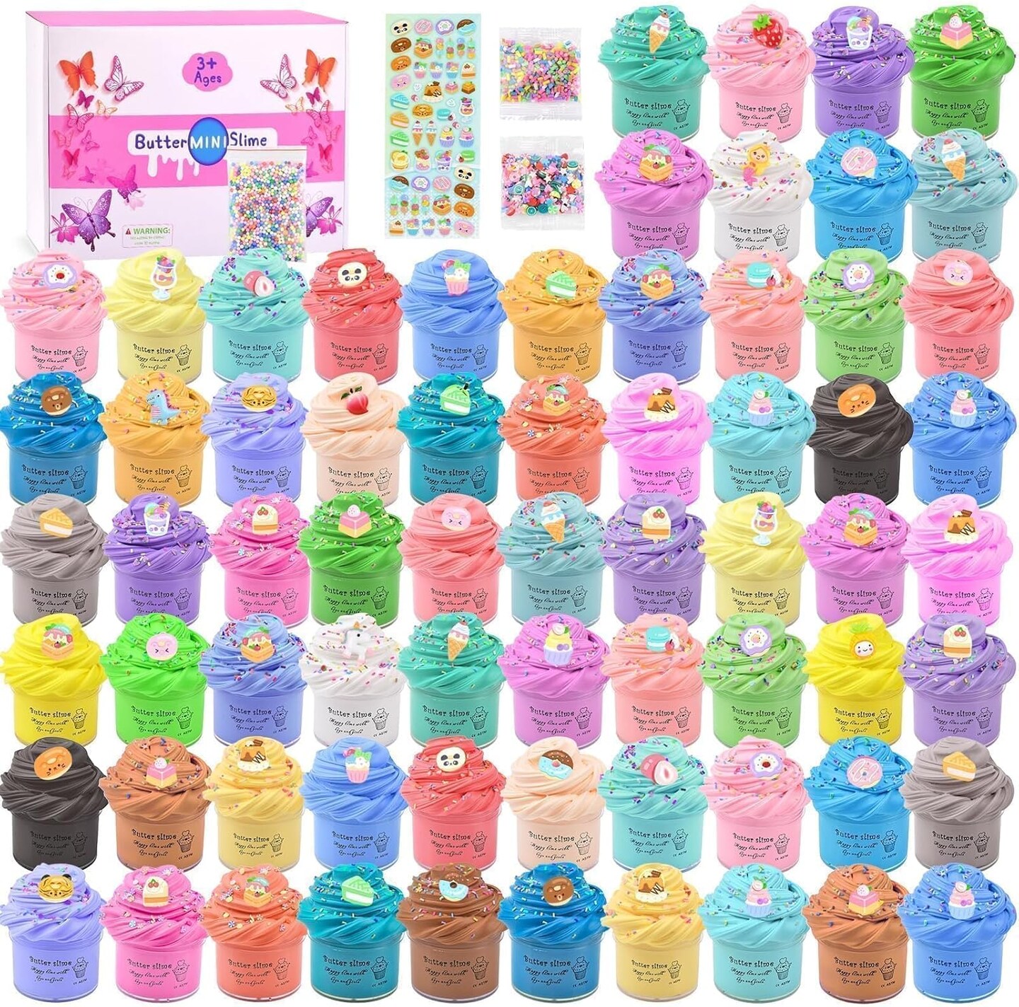 68 Pack Mini Butter Slime Kit for Kids