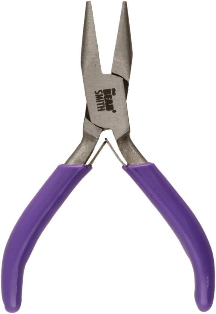 The Beadsmith Mini Series Chain Nose Plier – Create Loops and Bends in Wire and Metal, Purple Comfort Grip Handle, Single Leaf Spring, Polished Steel Head – Tools for Jewelry Making