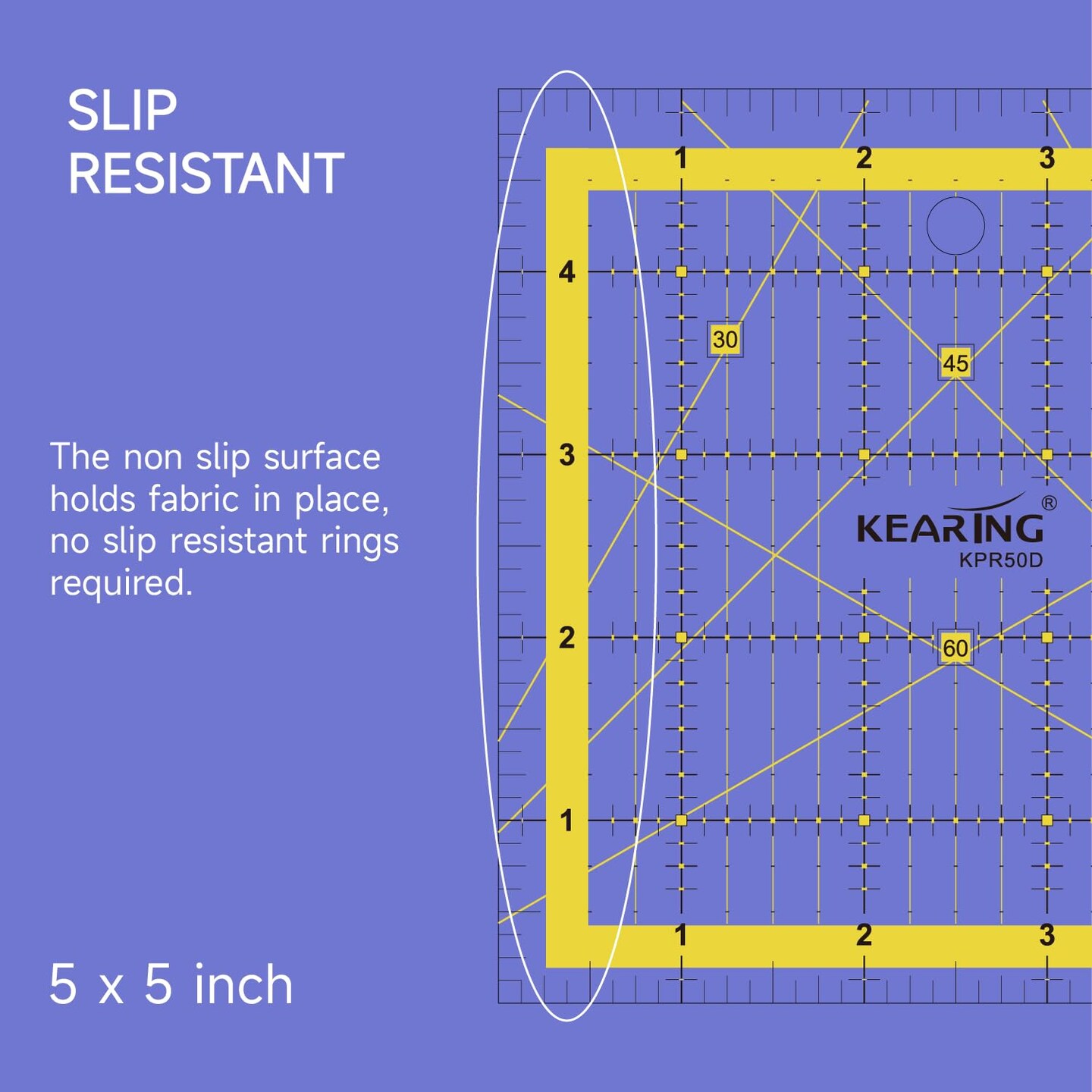 Kearing® Patchwork Quilting Ruler, Non-Slip Acrylic Sewing Ruler for Cutting Fabric, Quilting Square Ruler, Assorted Sizes