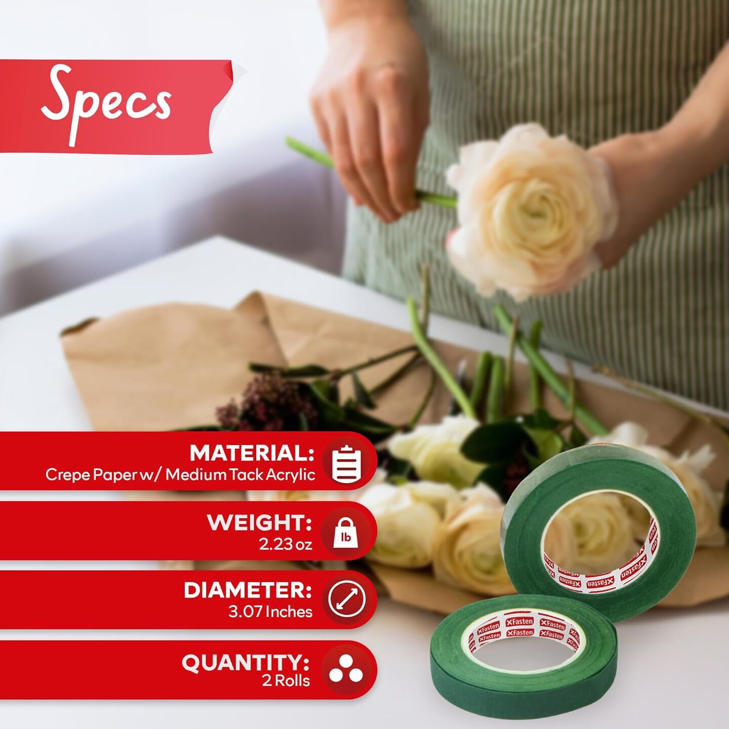 Wide Floral Tapes Bouquet Stem Wrap Tape for Florist