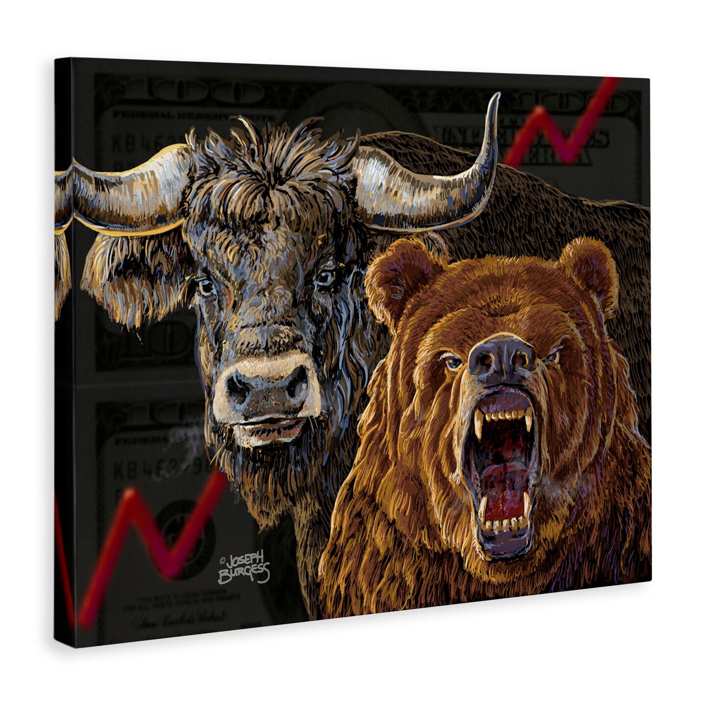 Stupell Industries Bull & Bear Finance Canvas By Joseph Burgess