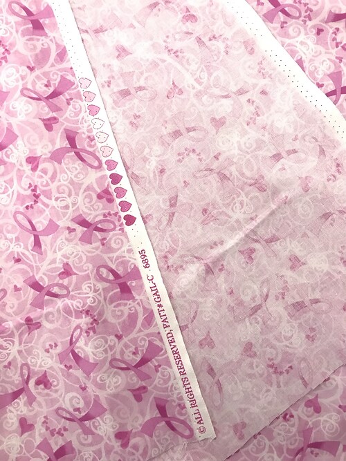 1 Yard Pink Ribbon Hearts Cotton Fabric 44&#x2013;45&#x2033; Wide Pink Breast Cancer Awareness Print