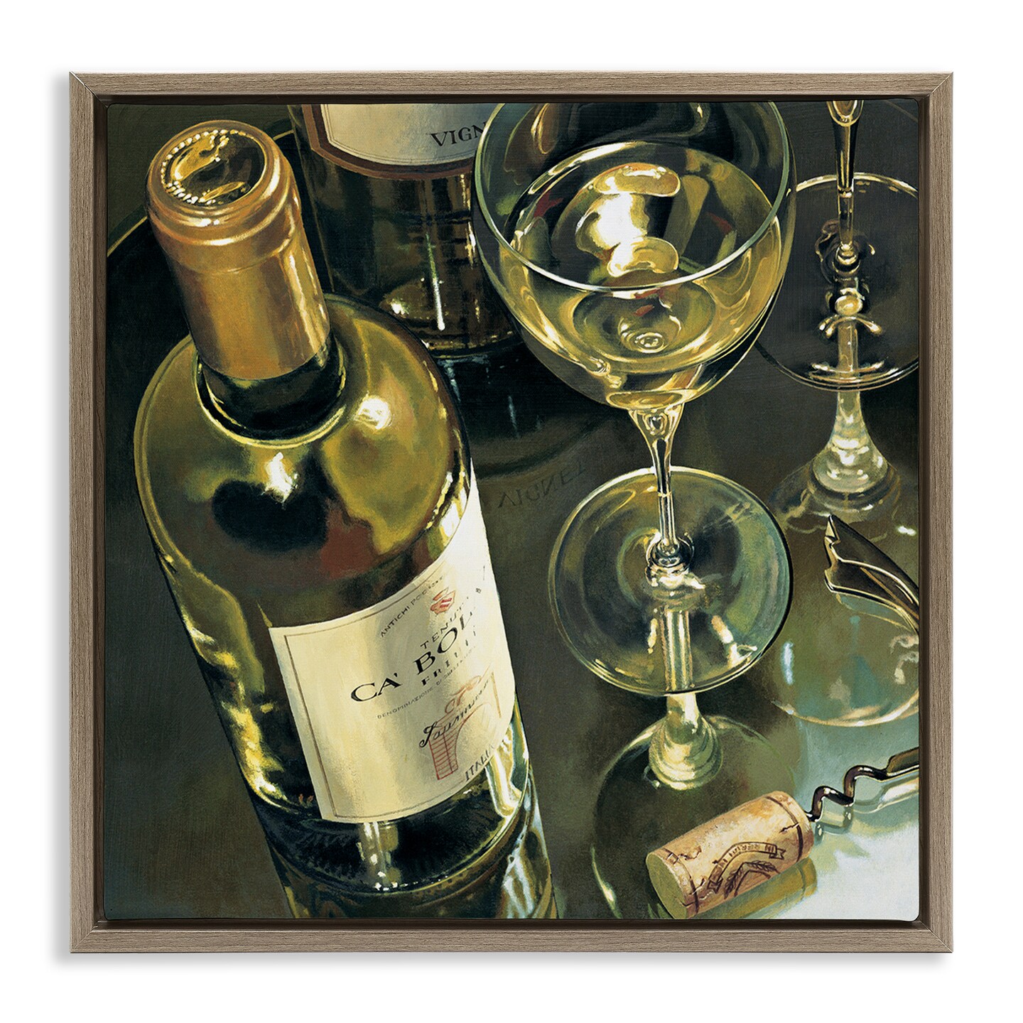 Stupell Industries Elegant White Wine Still Life Floating Frame By Stefano Ferreri