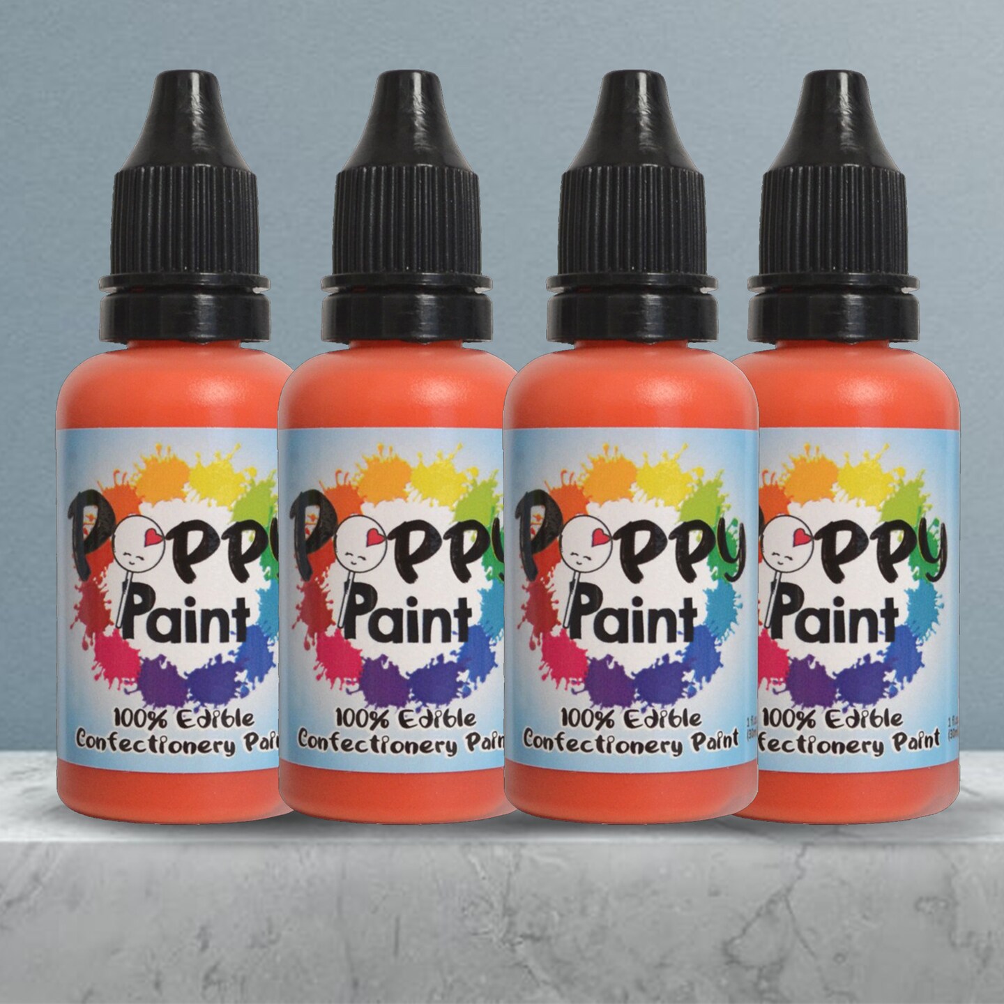 Poppy Paint Orange Edible Food Coloring for Cookies Macarons Cake Decorating