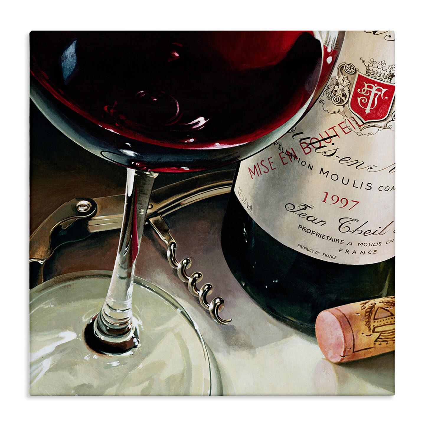 Stupell Industries Red Wine & Corkscrew Canvas By Stefano Ferreri