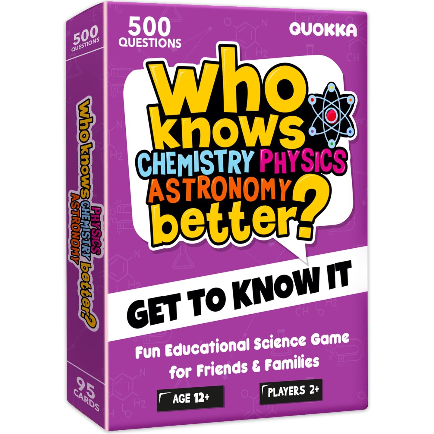 QUOKKA Board Games for Kids 8-12 and Family - Science Trivia Card Game for Kids Age 12+ - Who Knows Chemistry Physics Astronomy Better? - 500+ Questions - Fast-Paced Educational Game for Teens and Adults