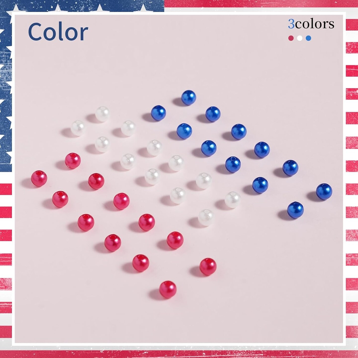 1500pcs Red White and Blue Beads