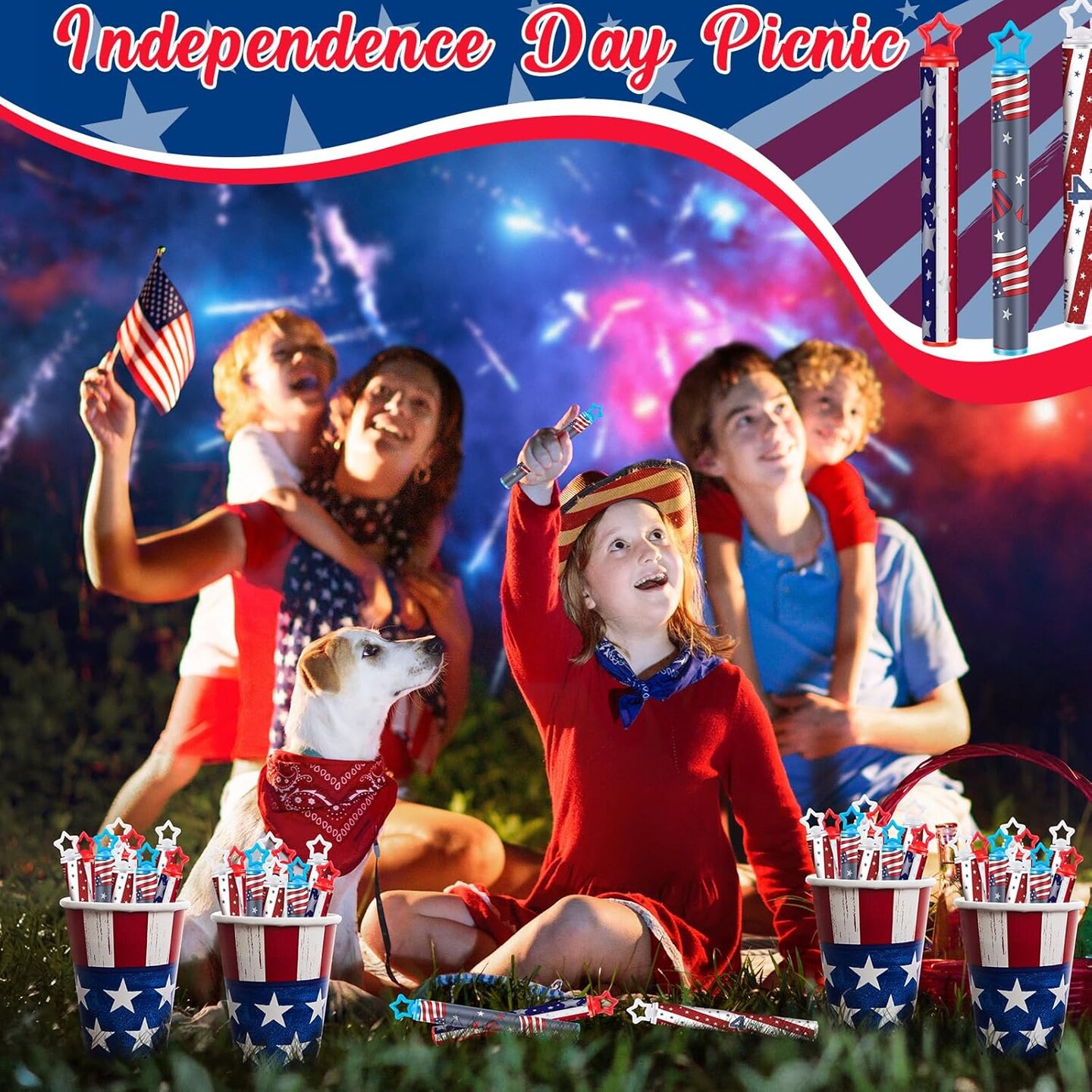 48 Pcs 4th of July Mini Star Bubble Wand
