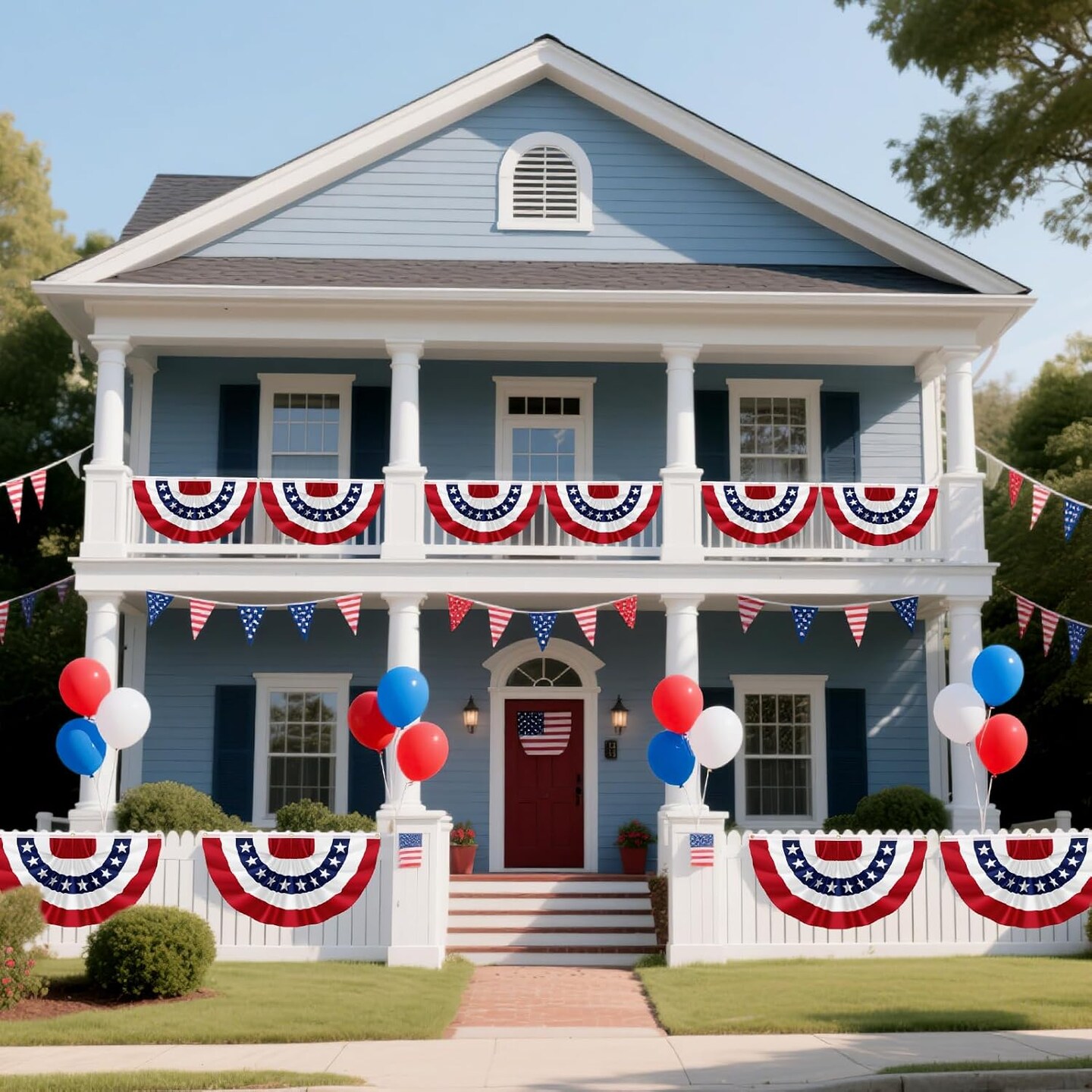 4Pack 3x6 FT American Pleated Fan Flag, USA Patriotic Half Fan Bunting Flag