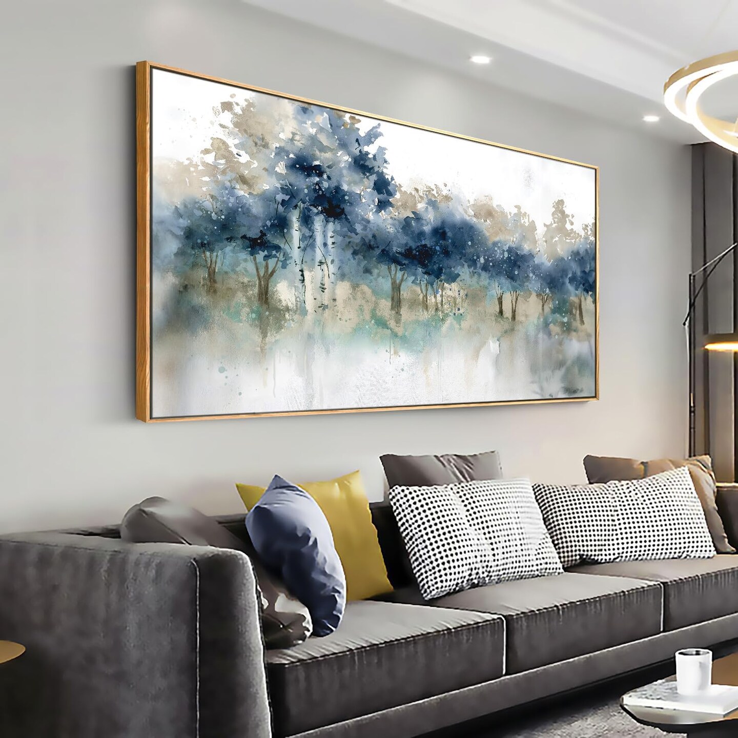 Wall Art Landscape Modern Wall Decor Canvas Painting Blue Ink Wall Art Large Artwork