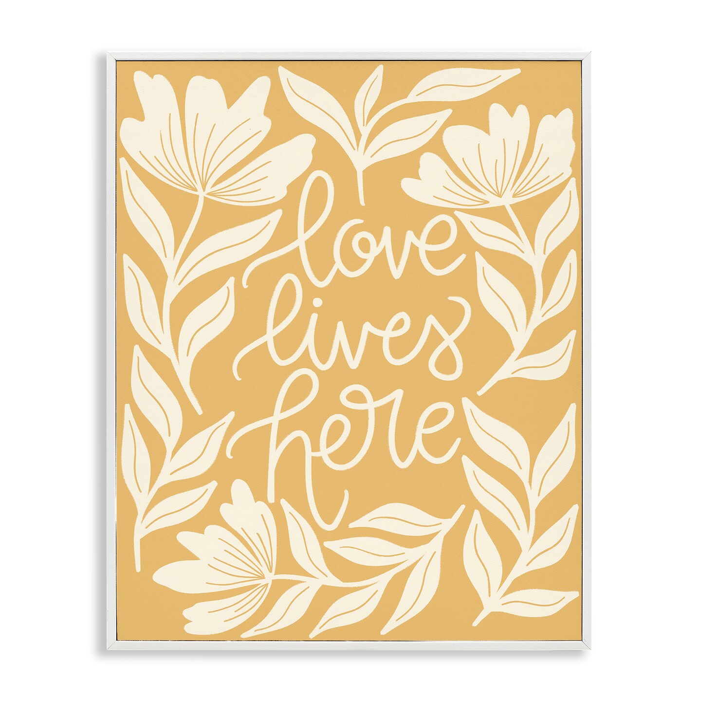 Stupell Industries Love Lives Here Yellow Florals Framed Giclee By Taylor Shannon Designs