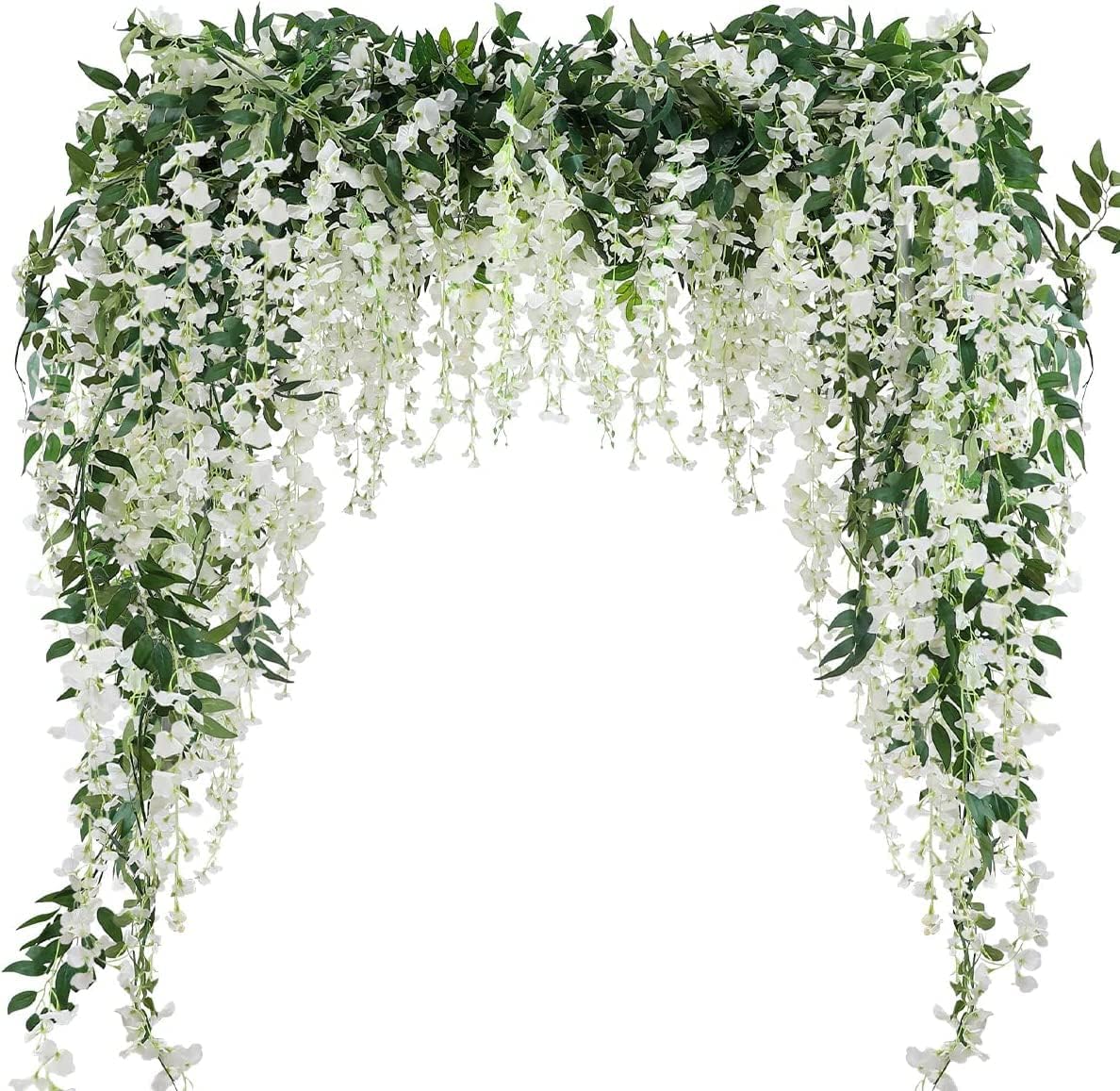3PCS 7.2Ft Artificial Wisteria Garland – Faux Hanging Wisteria Vine Greenery for Home, Garden, Wedding Arch & Outdoor Floral Decoration (White)