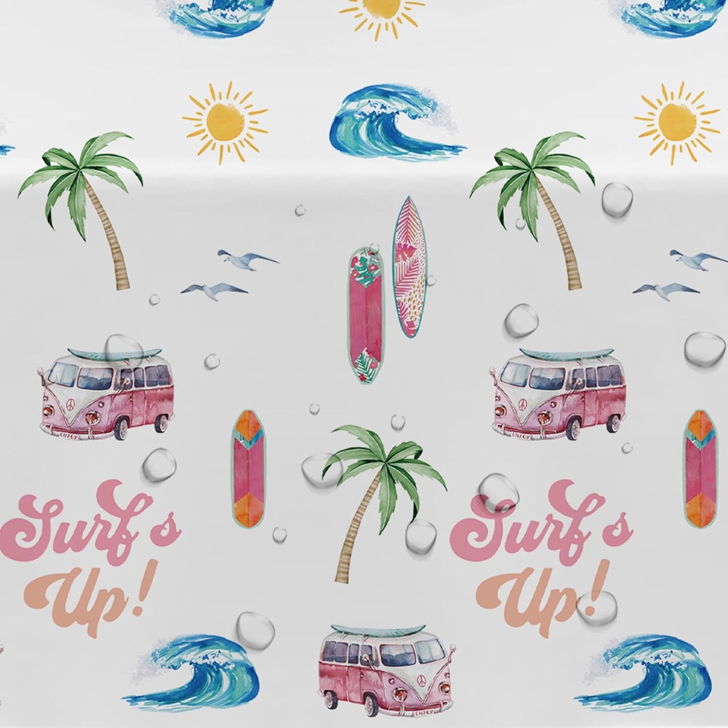 Surf&#x27;s Up Party Decorations Tablecloth Girls - Disposable Pink Surf Birthday Party Supplies Table Cover