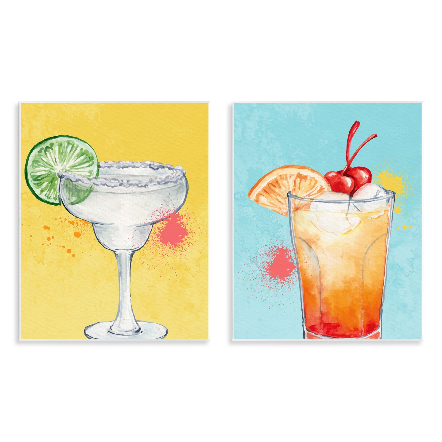 Stupell Industries Cocktails with Modern Splash 2pc Wall Plaque Set By Kim Allen
