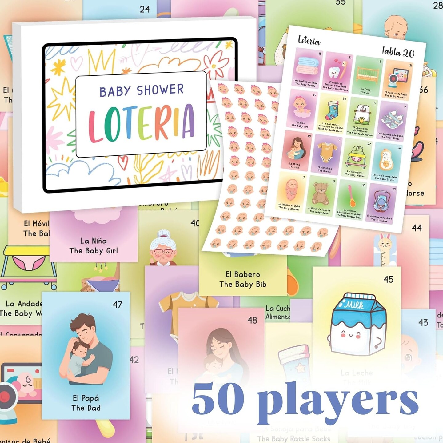 Baby Shower Loteria Bilingual - Baby Loteria for Shower Games