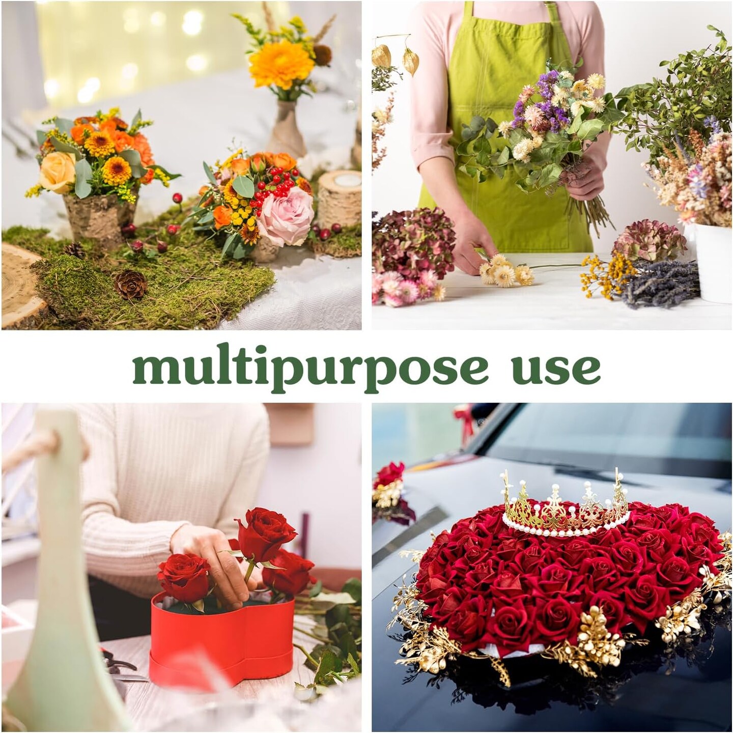 4 Pcs Green Round Wet &#x26; Dry Floral Foam Blocks