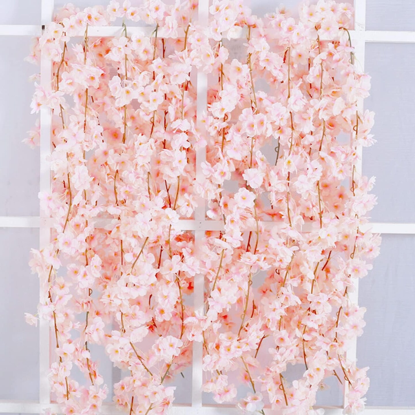 2pcs 11.8ft Artificial Cherry Blossom Flower Vines Fake Flower Garland Outdoors