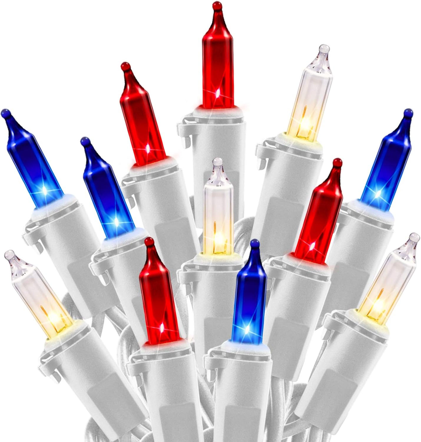 4th of July Decoration Patriotic Mini Lights - 100 Count 25 Feet