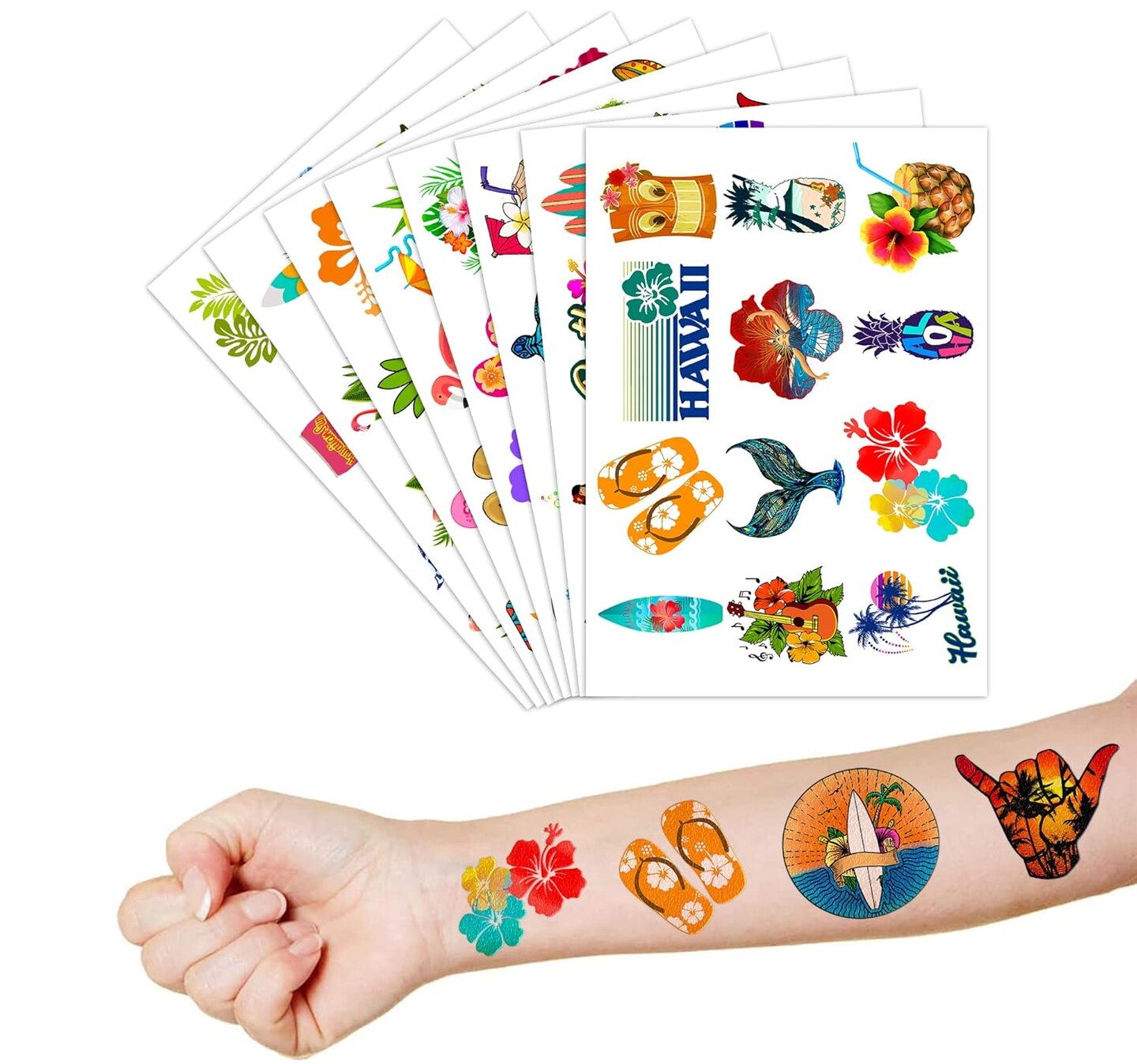 Hawaiian Luau Tattoos Temporary Theme Birthday Party Decorations