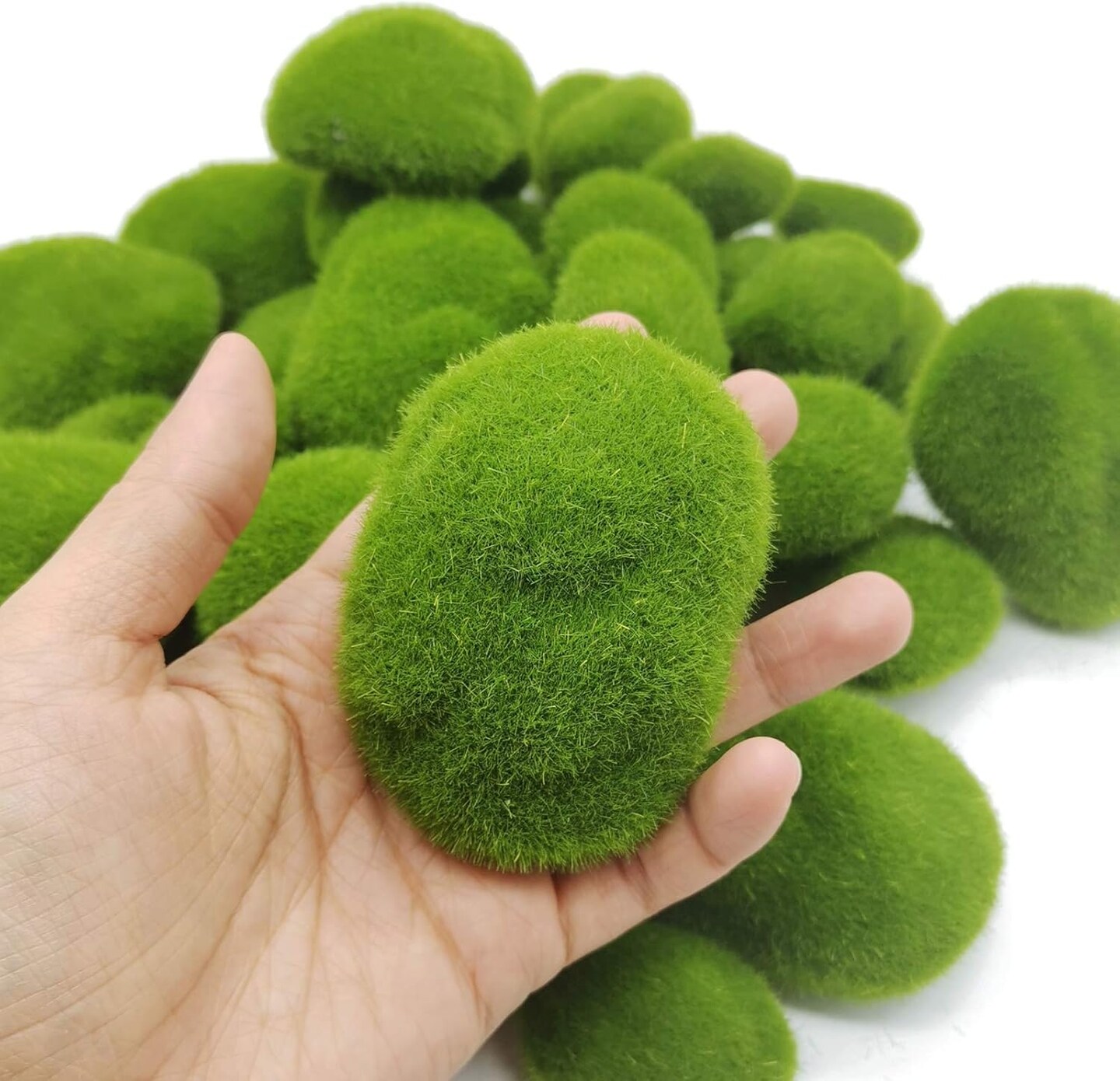 40PCS Artificial Moss Rocks (4 Sizes), Green Moss Decor for Floral Arrangements, Fairy Gardens and Crafting