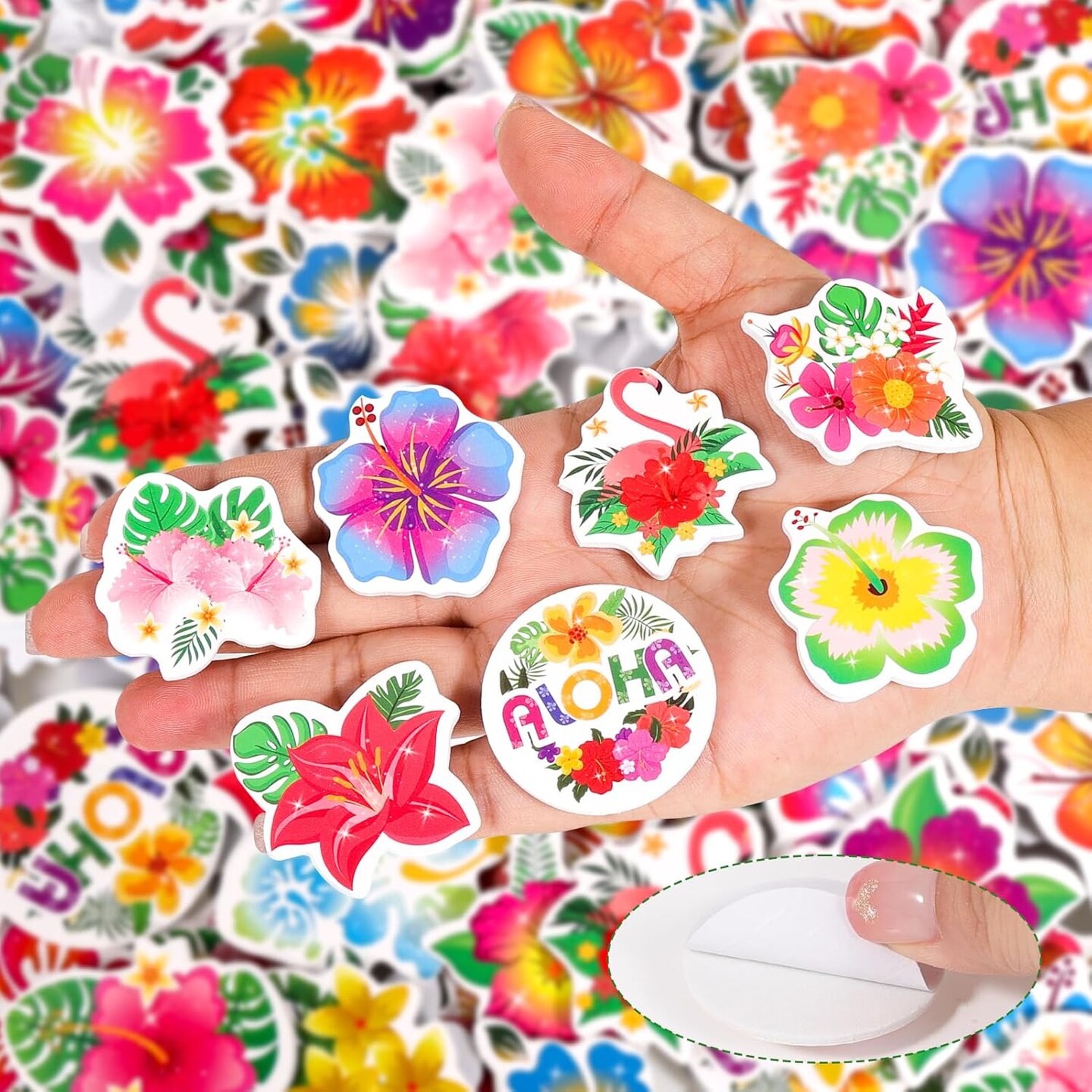 200pcs Hibiscus Foam Stickers, Hawaii Flower Hibiscus Flowers Aloha Foam Self-Adhesive Stickers for Summer Tropical Luau Decor, Hawaii DIY Crafts Sticker Floral Decals