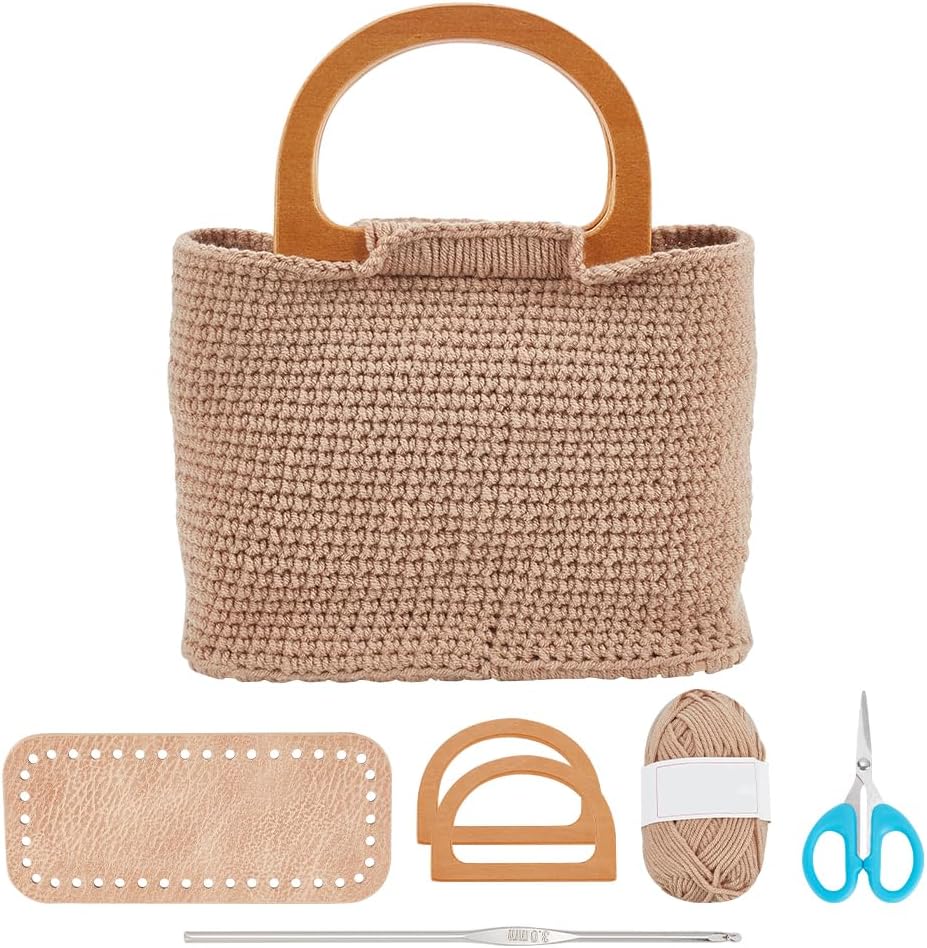 Crochet Handbag Making Kit with Leather Bottom