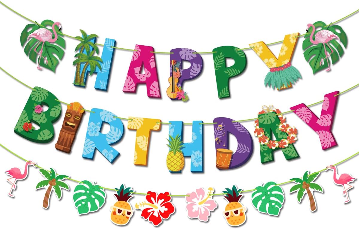 Summer Party Happy Birthday Banner